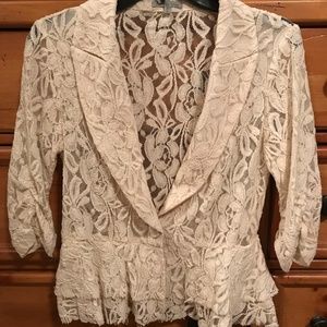 Cream Lace Jacket - Size Medium